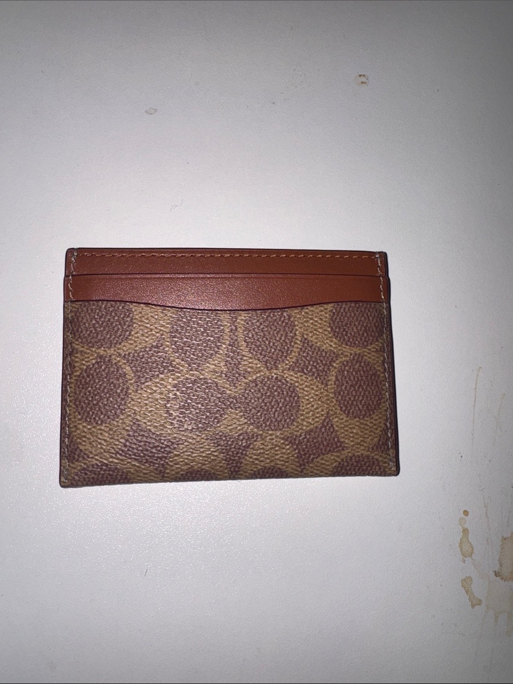 Coach Brown/Tan Holiday Train Card Case with Festive Print - Picture 2 of 2